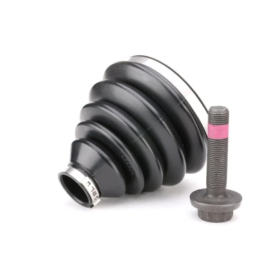 Image of 1K0498203A, 1K0498203AS2, 3B0498203E, 3B0498203ES2 CV Boot FEBI BILSTEIN 49070 Front Axle, Wheel Side Thermoplast with grease clamps, screw
