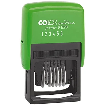 Image of Colop S226 Green Line Numbering Stamp 6 Bands 0 9 Self Inking Imprint 22x4mm Black Ref 15526050