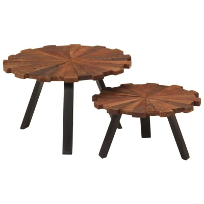 Image of vidaXL Coffee Tables 2 pcs Solid Wood Reclaimed and Iron