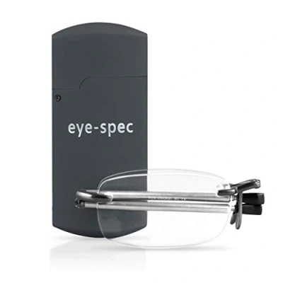 Image of eye spec Folding Reading Glasses with Slim Graphite Pocket Case Mens/Unisex Foldable Stylish Fold Up Spectacles Available in 7 Colours, 9 Lens Strengths (1.5)