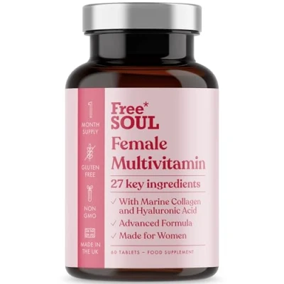 Image of Women&#039;s Multivitamins &amp; Minerals with Marine Collagen Hyaluronic Acid 27 Essential Vitamins, Minerals, Botanicals 60 Tablets
