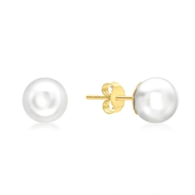 Image of Carissima Gold Women&#039;s 9 ct Yellow 8 mm Cultured Pearl Stud Earrings
