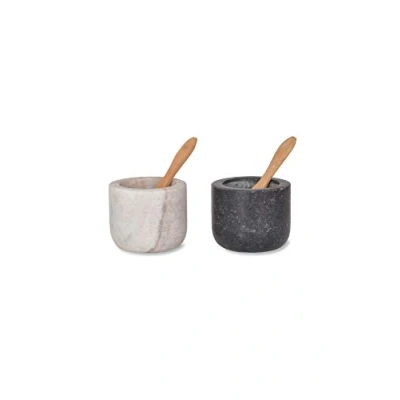 Image of Brompton Salt &amp; Pepper Pots by Garden Trading Crafted in Granite H5 X Diameter 6cm