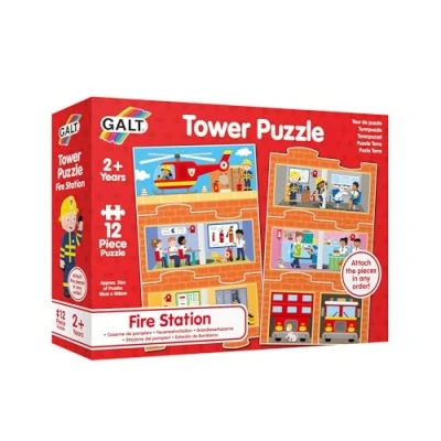 Image of Galt, Tower Puzzle Fire Station, Jigsaw Puzzles for Kids, 12 piece puzzle, Ages 2 years Plus