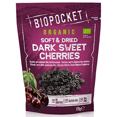 Image of Biopocket Organic Soft &amp; Dried Dark Sweet Cherries, 2 x 170 g