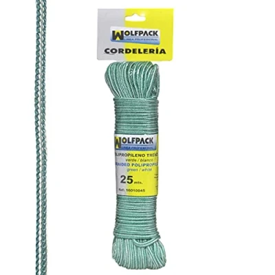 Image of Wolfpack 16010045 White and Green Braided Rope (Polypropylene, 25m Skein)