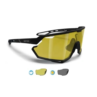 Image of BERTONI Sport Cycling MTB Running Sunglasses for Men Women in TR90 Photochromic Polarized Yellow Wide Lens mod. ALPHA