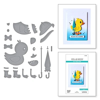 Image of Spellbinders Duck with Umbrella Etched Dies from Showered Love Collection by Vicki Papaioannou, Metal, ONE