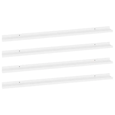 Image of vidaXL Decorative Wall Mounted Shelves, Set of 4, White, Modern Design, MDF Material, Easy to Clean Ideal for Living room, Bedroom, and Office