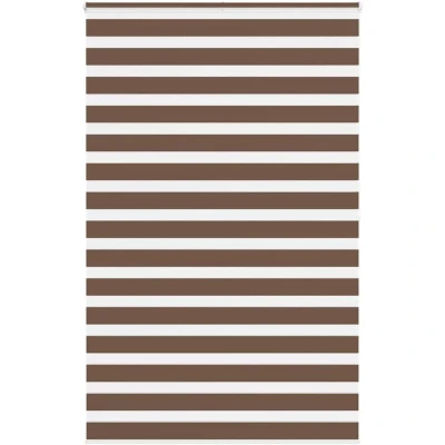 Image of vidaXL Zebra Blind Brown 145x200 cm Fabric Width 140.9 Polyester