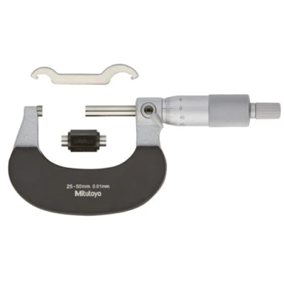 Image of Mitutoyo 102 302 Series Constant Force Outside Micrometre with Ratchet Stop, 25 mm 50 Range, 0.01 Graduation