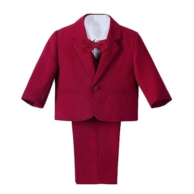 Image of Lito Angels Little Boy Formal Dress Suit Wedding Outfit Wear, 5 Pieces Set (Blazer, Shirt, Waistcoat, Trousers, Bow Tie) Age 2 3 Years, Burgundy Red, 057 (Tag Number 03)