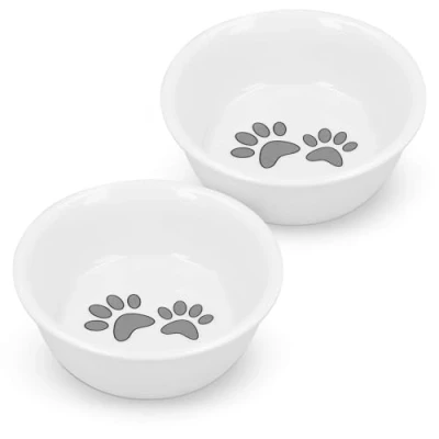 Image of Navaris Cat Bowls Set of 2 Porcelain Dog, Puppy, Kitten, Food and Water Replacement for 51308.02 Elevated Feeding Station