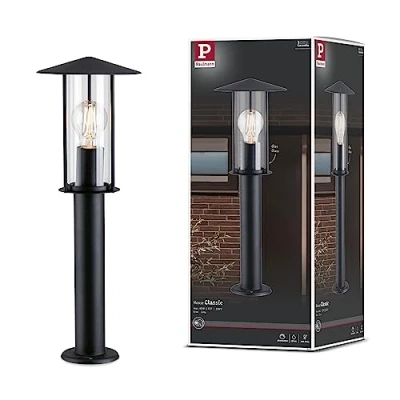 Image of Paulmann 94397 Exterior luminaire Bollard Light Classic IP44 dimmable Outdoor Lighting Dark Grey lamp Metal, Glass Garden E27