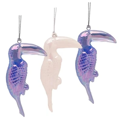 Image of Christmas Concepts® Pack of 3 10cm (4&quot;) Iridescent Toucan Hanging Ornaments Tropical Bird Tree Baubles