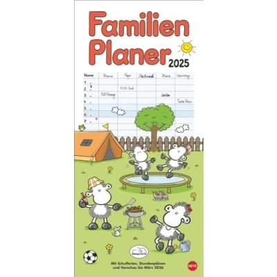Image of sheepworld Familienplaner 2025: Familienkalender mit 5 Spalten. Liebevoll illustrierter Familien Wandkalender Schulferien und Stundenplänen.