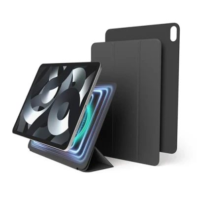 Image of elago Magnetic Folio case for iPad Air 10.9 inch 5th, 4th Generation Back Plate can be Attached to Metal Materials, Compatible with Apple Pencil and elago’s (Dark Grey)