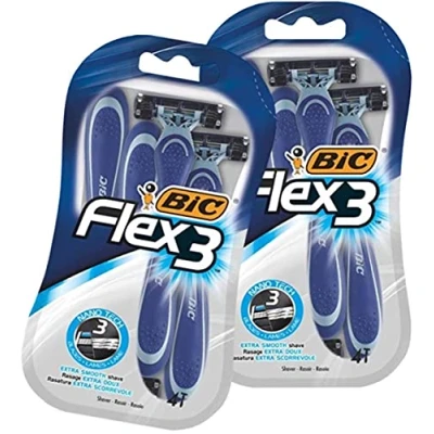 Image of Bic Flex 3 Men&#039;s Razor (4 Pack x2), Men’s Women&#039;s Blade Manual Shaving Hair Removal Razors for Men Women Blades Rasage Extra Doux