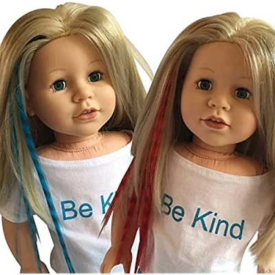 Image of The New York Doll Collection Hair Clip Extensions for 18 inch/ 46 cm Dolls Wig Piece Green &amp; Orange Girl Accessories