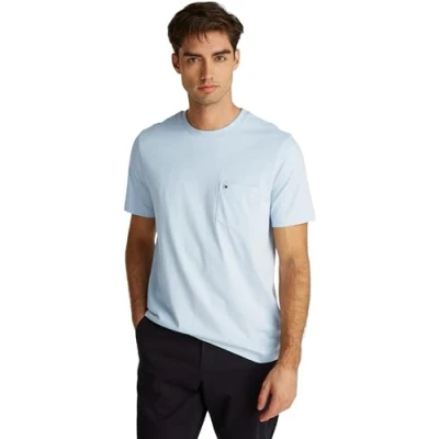 Image of Tommy Hilfiger Essential Solid Pocket TEE Basic Tshirt, Men&#039;s, Size: 3XL, Breezy blue