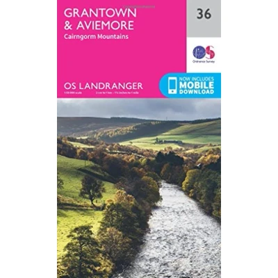 Image of Landranger 36 Grantown, Aviemore &amp; Cairngorm Mountains Map With Digital Version