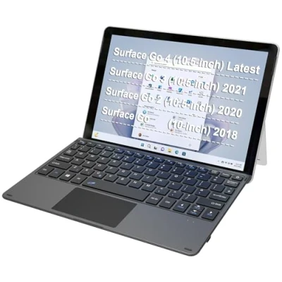 Image of Arteck Microsoft Surface Go Type Cover, Ultra Slim Portable Bluetooth Wireless Keyboard with Touchpad for Latest 4, 3 (2021), 2 (2020) and Built in Rechargeable Battery