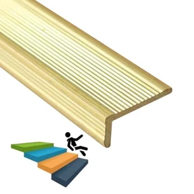 Image of CMYUN Indoor Outdoor Stair Edge Protector Brass, Safety Step Treads Nosing Trim, L Shaped Edging Trim Guard, Transition Strip Customizable(18x8mm(0.71&quot;x0.31&quot;))