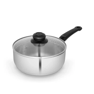 Image of Swan SWPS5028SS Townhouse 16cm Stainless Steel Saucepan with Glass Lid, Suitable for All Hob Types (including induction), Dishwasher Safe,