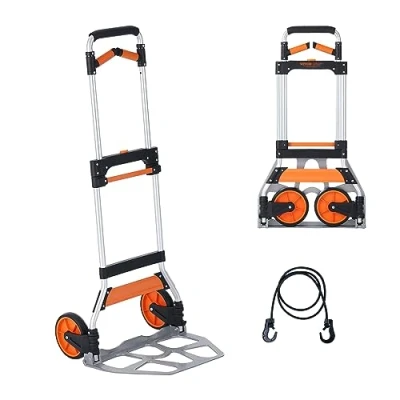 Image of VEVOR Folding Hand Truck, 309 lbs Load Capacity, Aluminum Portable Cart, Convertible Truck and Dolly with Telescoping Handle PP+TPR Wheels, Ultra Lightweight Super Strong for Moving Warehouse