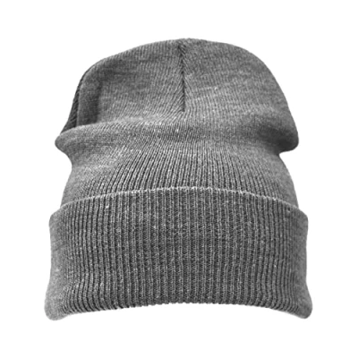 Image of 3 x Beanie Hat Plain Grey Soft Comfortable Casual for Men Women Warm Knitted Winter Woolly Skully Ski Headwear