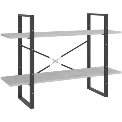 Image of vidaXL 2 Tier Book Cabinet Concrete Grey 100x30x70 cm Engineered Wood