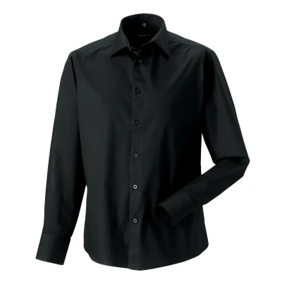 Image of Russell Athletic Collection Mens Fitted Long Sleeved Shirt (Black) Size 2XL