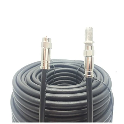 Image of SSL RG6 Satellite Coaxial Cable Extension 10 Meter Black Fully Assembled Coax TV Lead Kit with Premium Fitted Compression F Connectors for Sky Q HD, Freesat and Virgin Media