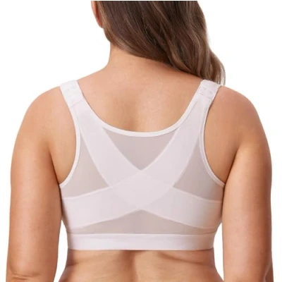 Image of Delimira Women&#039;s Front Fastening Wireless Comfort Non Padded Back Support Bra Coconut White 40D