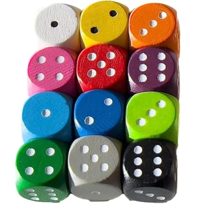 Image of Spieltz: 12 Colourful Wooden Dice for Board Games, 16 mm, W6/D6, Made in Germany (Board Game Accessories) (12 Colours)