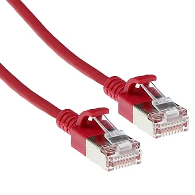 Image of ACT CAT6a Network Cable, U/FTP LSZH LAN Cable Thin 3.8 mm Slimline, Flexible Snagless CAT 6a with RJ45 Plug, for Use in Data Centres, 5 Metres, Red DC7505