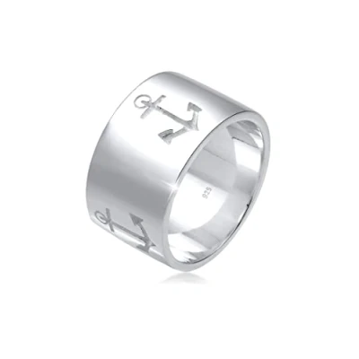 Image of Elli Ring Ladies Band Anchor Motive Maritime in 925 Sterling Silver