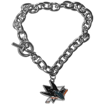 Image of Siskiyou NHL Sports Womens San Jose Sharks Charm Chain Bracelet One Size Team Color