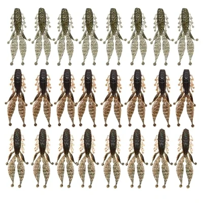 Image of eMagTech 24Pcs Fishing Soft Lures Crawfish Baits Bionic Replica Bait Artificial Accessories for Texas Rig