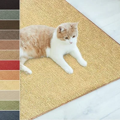 Image of Sisal Cat Scratching Mat, Large Scratch Mat (Natural, 60 x 80 cm) Non Slip Claw Board Pad, Natural Carpet, Woven Furniture Protector