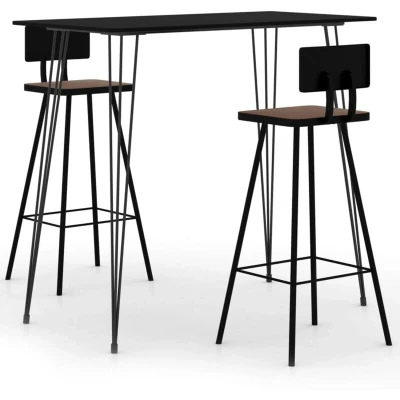 Image of vidaXL 3 Piece Bar Set Black