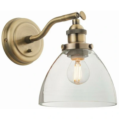 Image of Hansen 1 Light Wall Glass, Antique Brass Plate, E14