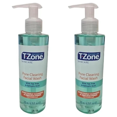 Image of Pore Clearing Facial Wash with Tea Tree and Salicylic Acid, 200ml (2 Pack) Effectively Cleanses &amp; Unclogs Pores Deep Cleansing for Clear, Balanced Skin.