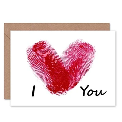 Image of Wee Blue Coo Finger Print I Love You Card Valentines/Anniversary CL051