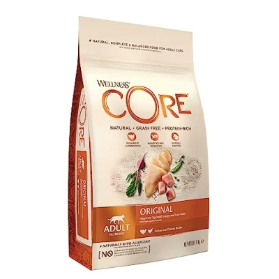 Image of Wellness CORE Adult Original, Dry Cat Food, Grain Free Food Dry, High Meat Content, Turkey &amp; Chicken, 4 kg