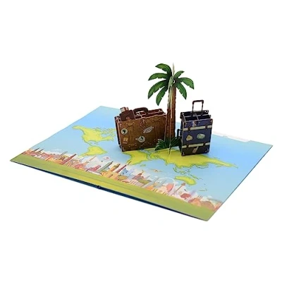 Image of Bon Voyage Pop Up 3D Cheque Card for Holidays, Birthday or Even a Farewell Money Gift Travel, Holiday Voucher.