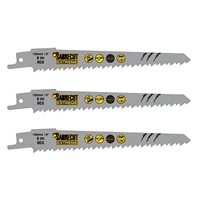 Image of 3 x SabreCut SCRS644D_3 150mm 6 TPI S644D Fast Wood Cutting Reciprocating Sabre Saw Blades Compatible with Bosch Dewalt Makita and Many Others