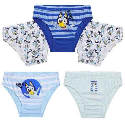 Image of Bluey Boys Briefs, Comfortable Soft Breathable Underwear Pack of 5 Kids Underpants (4 Years, Blue)