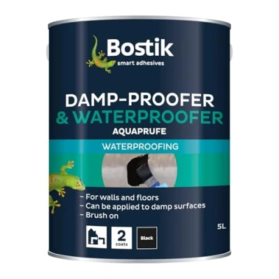 Image of Bostik 30812207 Aquaprufe Damp Proofer &amp; Waterproofer 5 Litre, Black