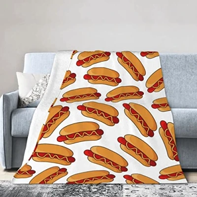 Image of Hot Dog Food Throw Blanket Super Soft Warm Bed Blankets for Couch Bedroom Sofa Office Car, All Season Cozy Flannel Plush Girls Boys Adults, 60&quot;X50&quot;
